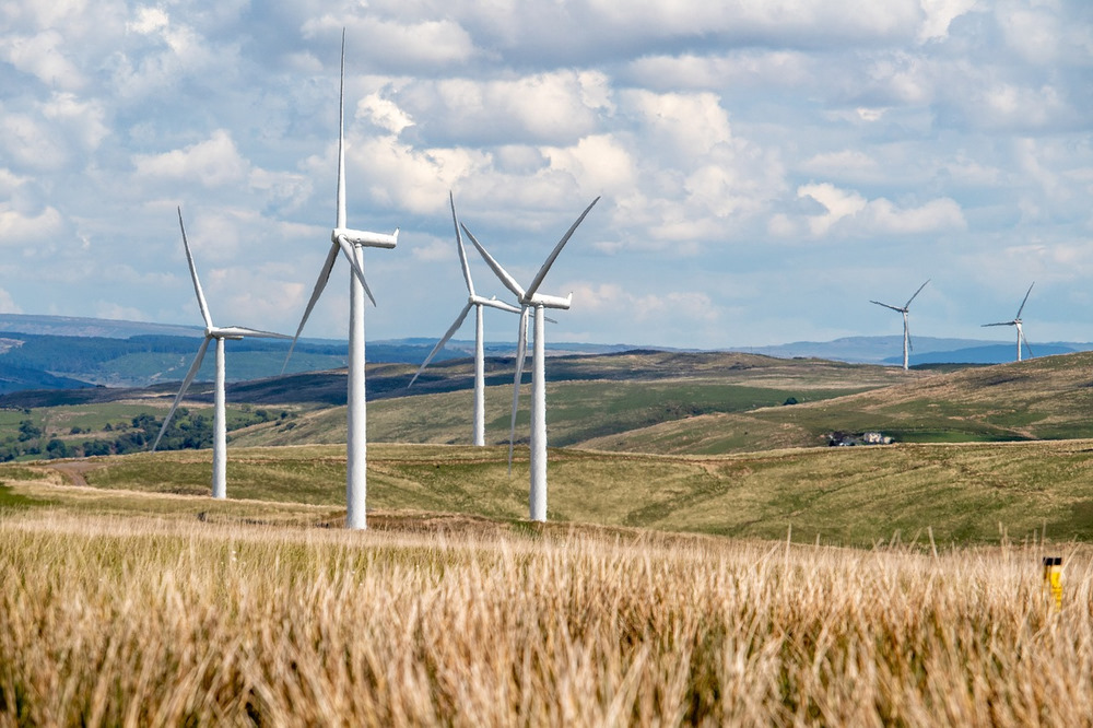 Wind turbines on a hill